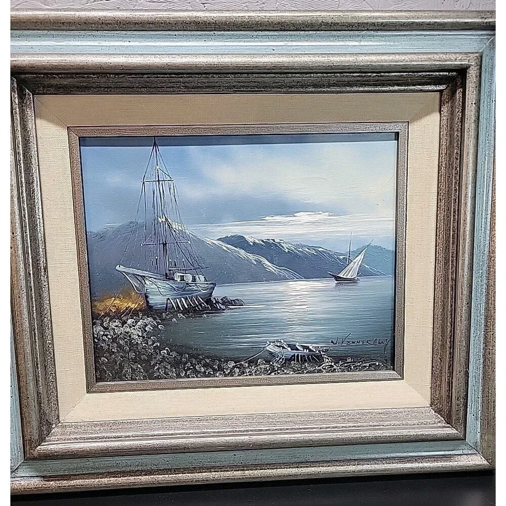 W. Vennekamp‎ Nautical Ships Boats Ocean Seascape Art Oil Painting on Canvas